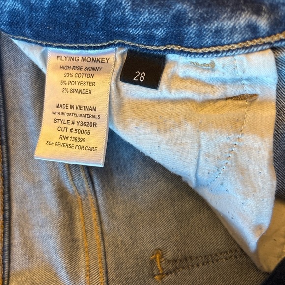 Flying Monkey High Rise Skinny Jeans Women’s 28 Distressed Light Wash Stretch - Picture 5 of 5